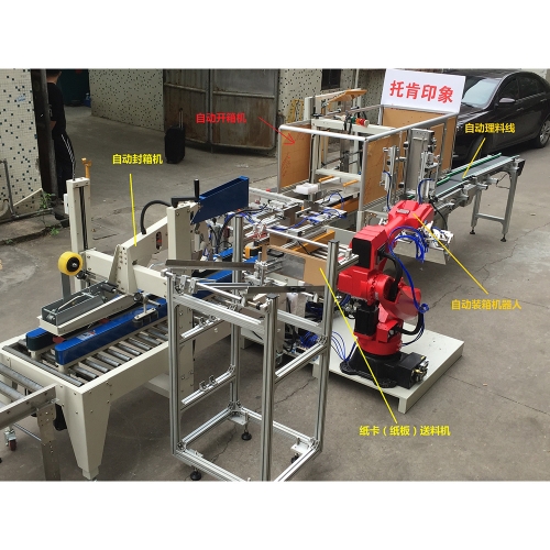 自動開箱+機(jī)器人裝箱+自動封箱